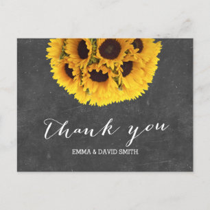 Postal Vintage Chalkboard Sunflower Ball Gracias