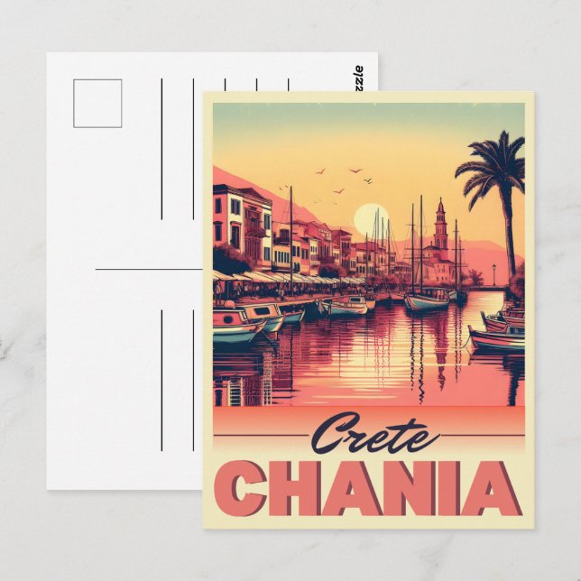 Postal Vintage Chania City crema vacaciones en grecia (Anverso / Reverso)