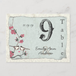Postal Vintage Cherry Blossom Damask número de tabla de b