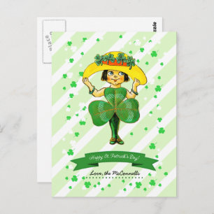 Postal Vintage Chica irlandés Custom Name St. Patrick's D