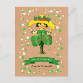 Postal Vintage Chica irlandés Custom Name St. Patrick's D