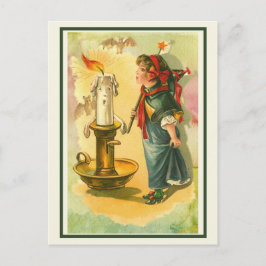 Postal Vintage Chica victoriano de Halloween con vestido 