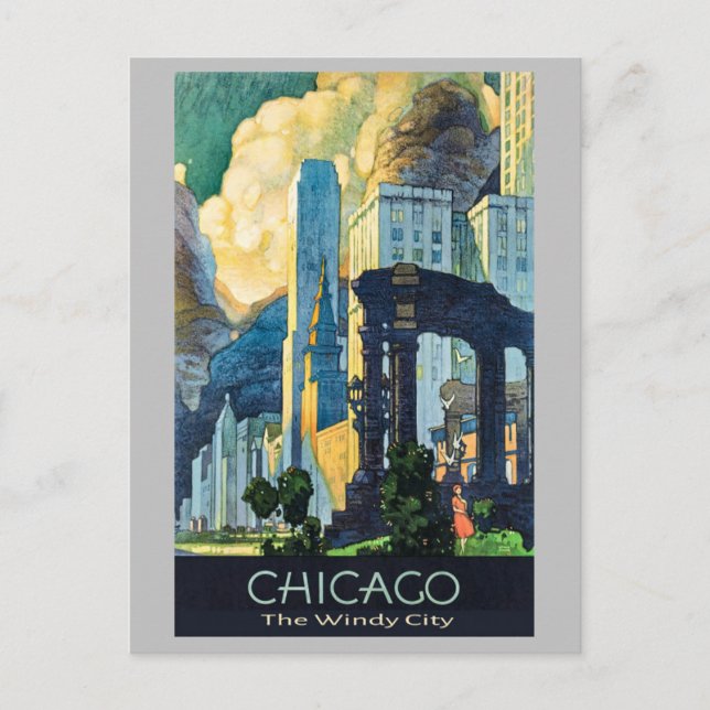 Postal Vintage Chicago Illinois Windy City (Anverso)