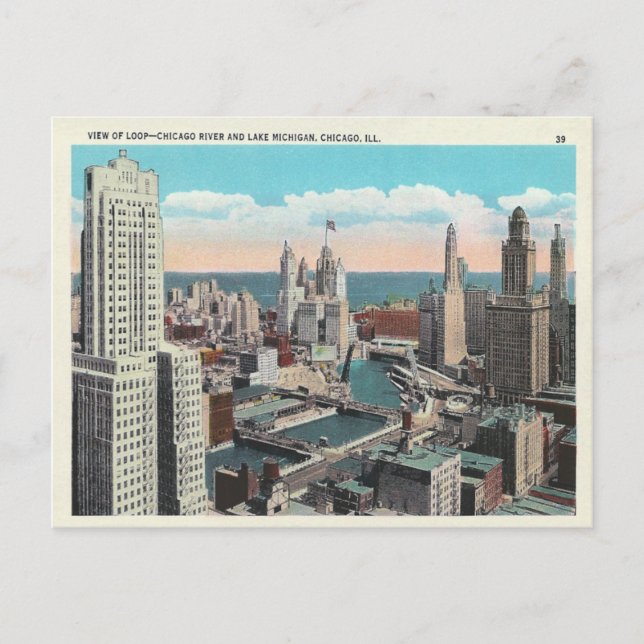 Postal Vintage Chicago Loop Skyline (Anverso)