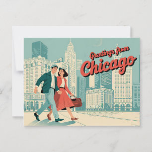 Postal Vintage Chicago Postcard Saludos desde Chicago