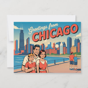Postal Vintage Chicago Postcard Saludos desde Chicago