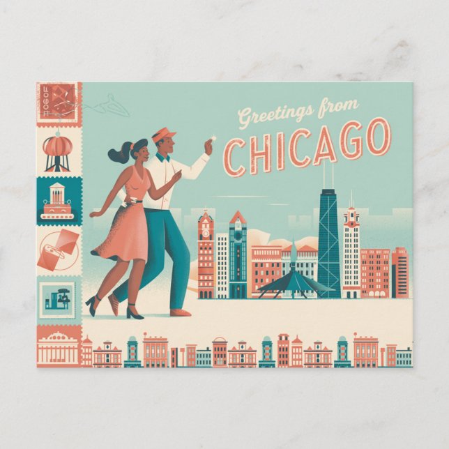 Postal Vintage Chicago Postcard | Saludos desde Chicago (Anverso)