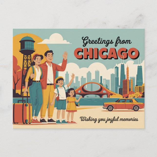 Postal Vintage Chicago Postcard | Saludos desde Chicago (Anverso)
