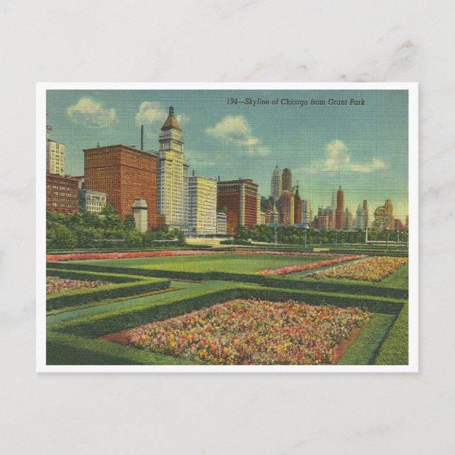 Postal Vintage Chicago Skyline (Anverso)