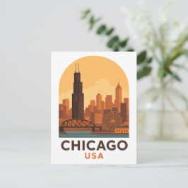 Postal Vintage Chicago USA Travel – Retro City Sky