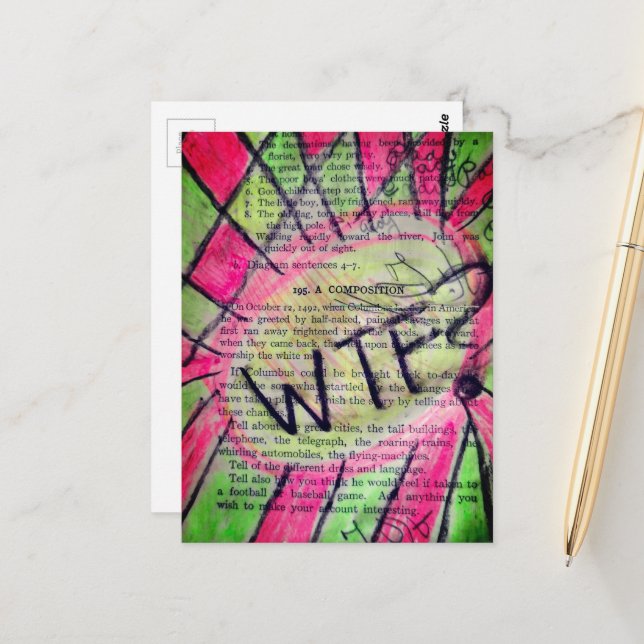 Postal Vintage Childrens Book Mixed Media Collage (Anverso/Reverso In Situ)