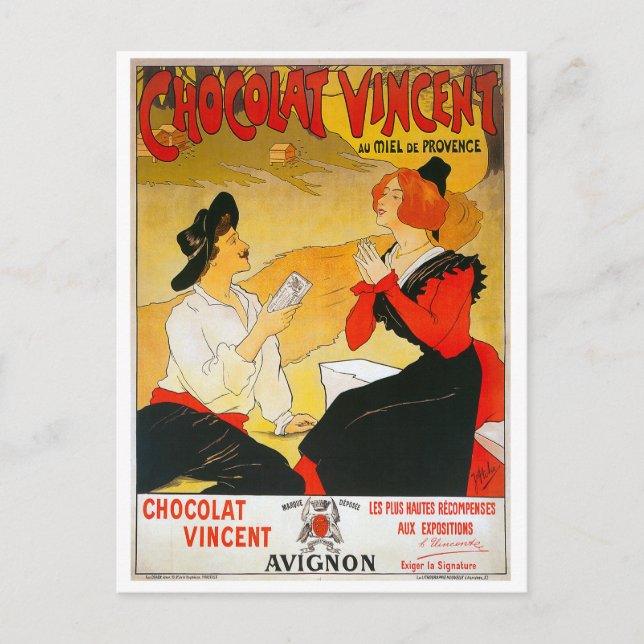 Postal Vintage Chocolat Vincent Ad (Anverso)