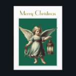 Postal Vintage Christmas Angel y Lantern<br><div class="desc">Personalizable Vintage Christmas Angel y Lantern Postcard.</div>