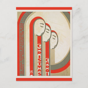 Postal Vintage Christmas Carol WPA Retro