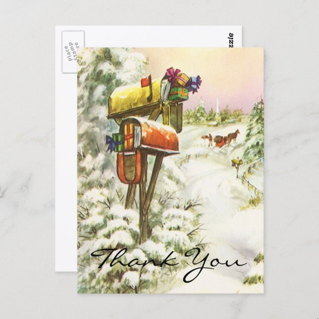 Postal Vintage Christmas Gracias (Anverso / Reverso)