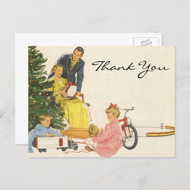 Postal Vintage Christmas Gracias (Anverso / Reverso)