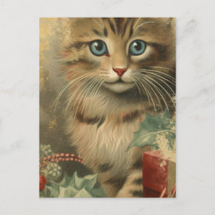 Postal Vintage Christmas Kitten