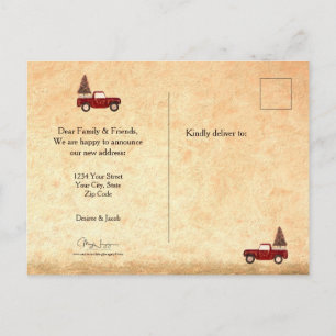 Postal Vintage Christmas Red Truck Country Rustic