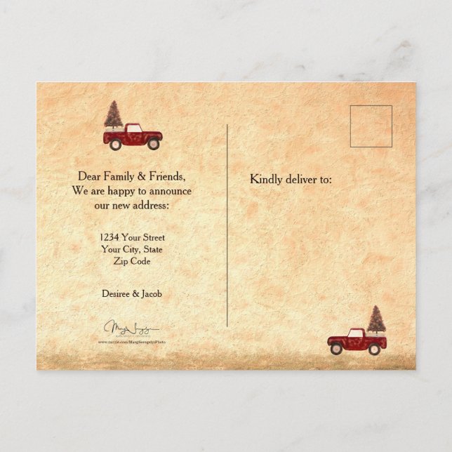 Postal Vintage Christmas Red Truck Country Rustic (Reverso)