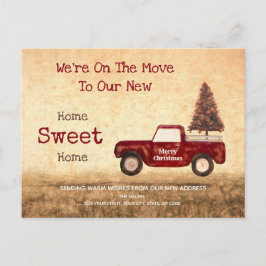 Postal Vintage Christmas Red Truck Country Rustic