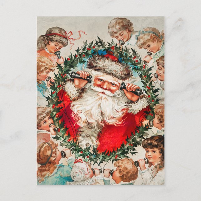 Postal Vintage Christmas Santa Claus Children (Anverso)