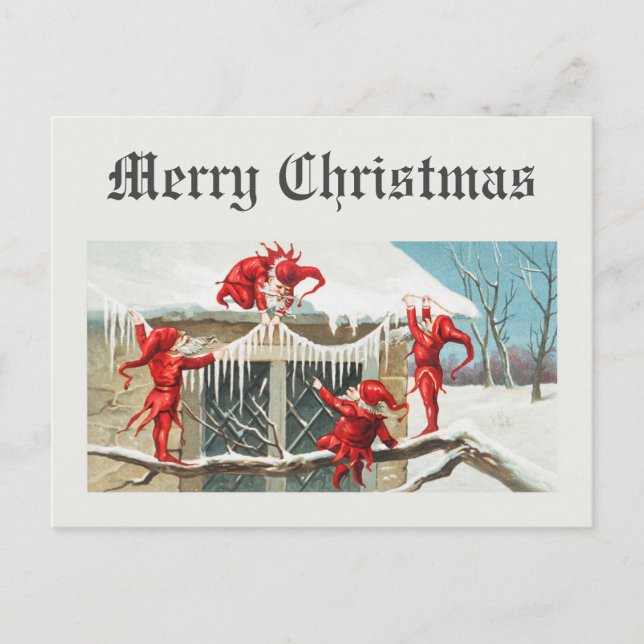 Postal Vintage Christmas Santa Elves (Anverso)