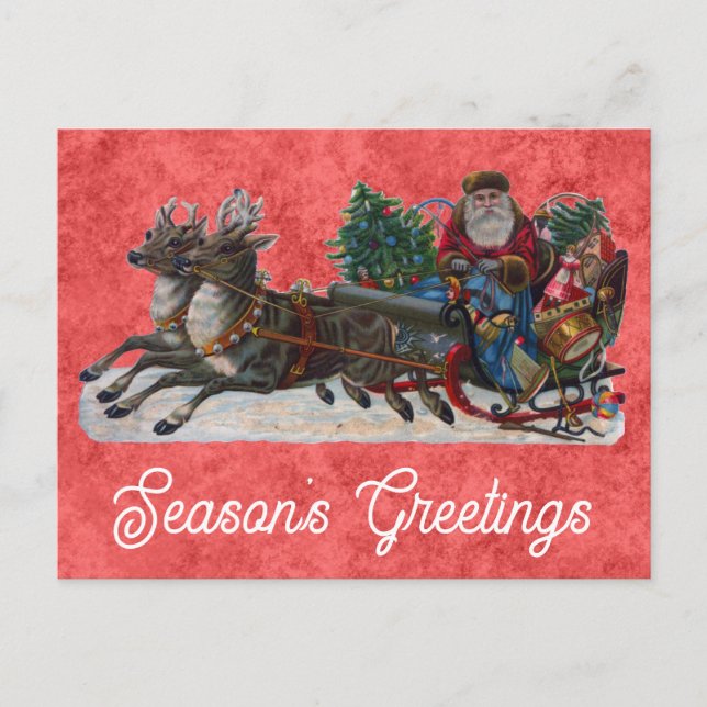 Postal Vintage Christmas Santa Seasons Greetings (Anverso)
