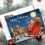 Postal Vintage Christmas Santa Sleigh Personalizado Foto<br><div class="desc">Celebre la temporada con esta tarjeta postal de Navidades que incluye un ilustracion de Santa por excelencia y una nota personal de personalizado y su foto al revés. Borre fácilmente estas opciones. Esta postal le traerá una sonrisa tanto a los amigos como a la familia.</div>
