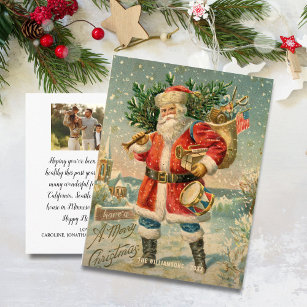 Postal Vintage Christmas Santa USA Personalizado Foto