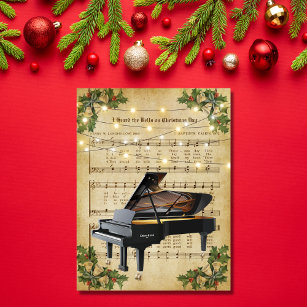 Postal Vintage Christmas Sheet Music and Piano