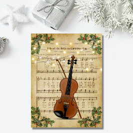 Postal Vintage Christmas Sheet Music and Violin