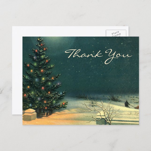 Postal Vintage Christmas Thank You (Anverso / Reverso)