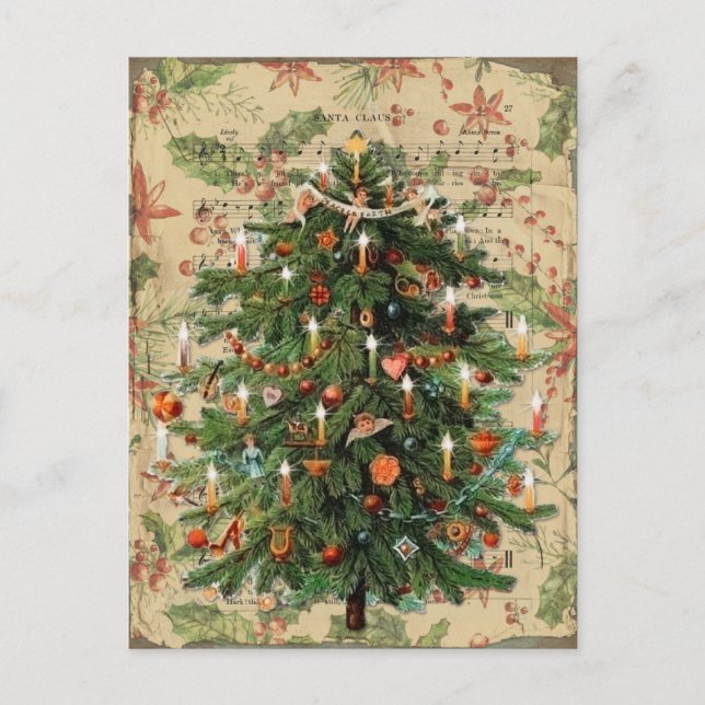 Postal Vintage Christmas Tree Music (Anverso)