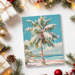 Postal Vintage Christmas Tropical Beach Palm Tree<br><div class="desc">Este diseño se puede personalizar eligiendo la opción Editar diseño. También puede transferir a otros artículos. Póngase en contacto conmigo en colorflowcreations@gmail.com o utilice la opción de chat en la parte superior de la página si desea tener este diseño en otro producto o necesita ayuda. Ver más de mis diseños...</div>