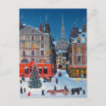 Postal Vintage Christmas Village<br><div class="desc">Vintage Christmas Village Old ilustracion de una escena al aire libre en Navidades.</div>