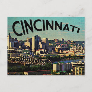Postal Vintage Cincinnati Skyline