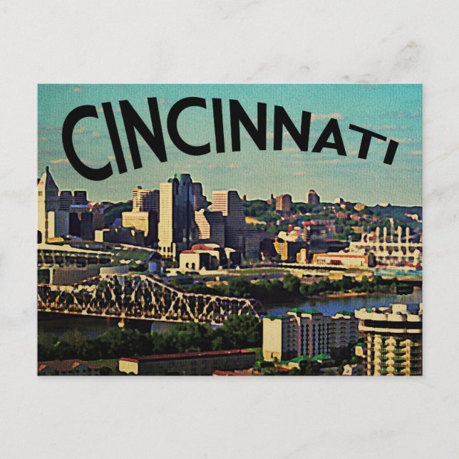 Postal Vintage Cincinnati Skyline (Anverso)