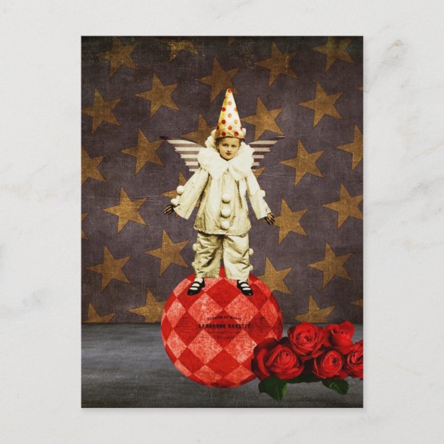 Postal Vintage Circus Angel Clown (Anverso)