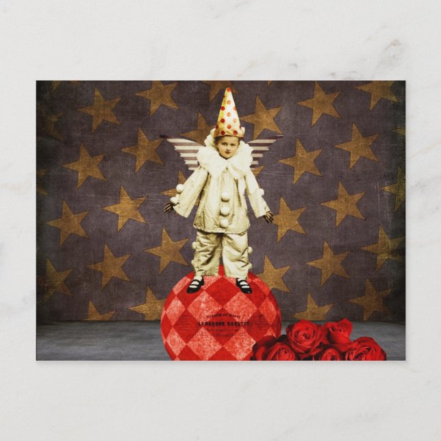 Postal Vintage Circus Angel Clown (Anverso)
