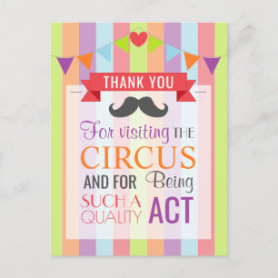 Postal Vintage Circus Poster Birday Party Gracias