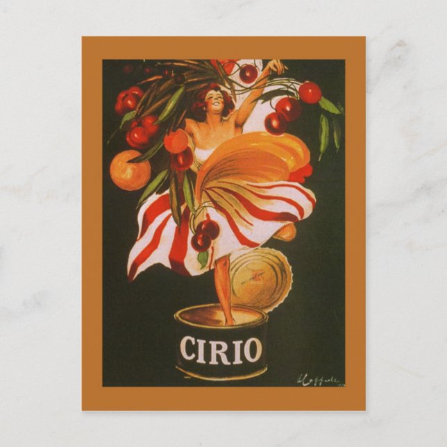 Postal Vintage Cirio Cherries Italiano (Anverso)