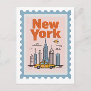 Postal Vintage Ciudad de Nueva York Viaje Minimalista Sil