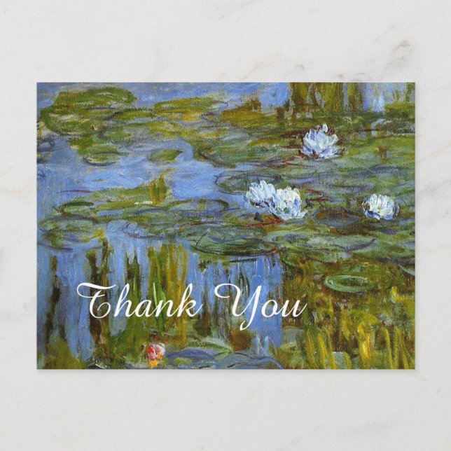 Postal vintage Claude Monet waterlily gracias (Anverso)