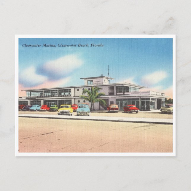 Postal Vintage Clearwater Beach, Florida Marina (Anverso)
