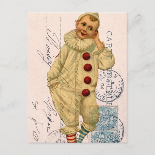 Postal Vintage Clown Postcard Digital Art (Anverso)