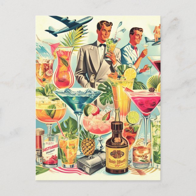 Postal Vintage Coktail Bebe Ilustracion (Anverso)