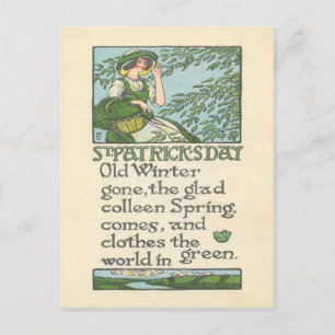 Postal Vintage Colleen Shamrock de primavera Día de San P