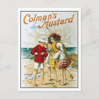 Postal Vintage Colman's Mustard Kids On the Beach Ad
