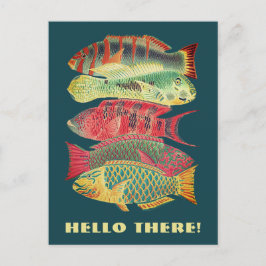 Postal Vintage Colorers Barrier Reef Fish Hola