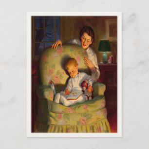 Postal vintage con bebé dormido